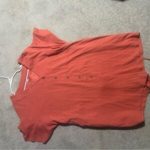 Old Navy Coral Button-Front Short-Sleeve Jumpsuit